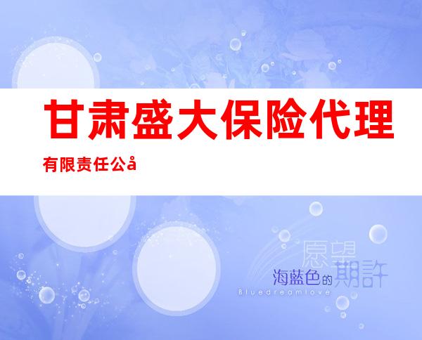 甘肃盛大保险代理有限责任公司
